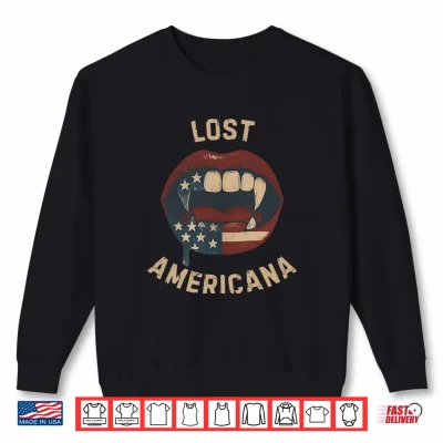 Sweatshirt Lost Americana Vintage Vampire Patriotic Retro USA Shirt