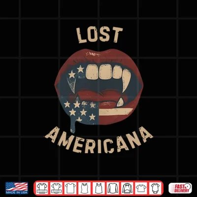 Design Lost Americana Vintage Vampire Patriotic Retro USA Shirt
