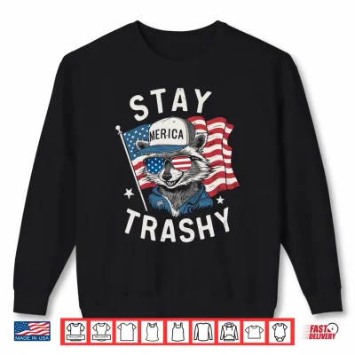 Sweatshirt Mens White Trash Party Attire Redneck Raccoon Stay Trashy USA Performance Shirt
