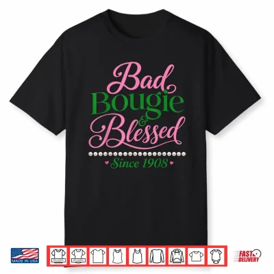 Bad Bougie & Blessed 1908 With 20 Pearls Pinkand Green Shirt