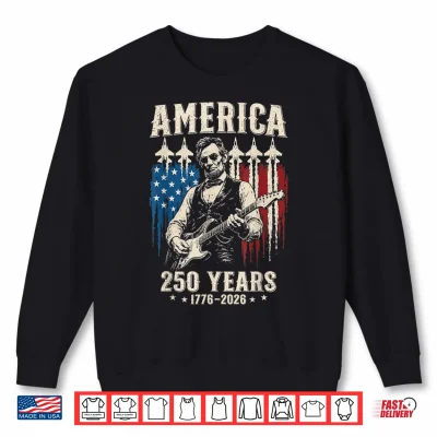 Sweatshirt Abraham Lincoln Playing Guitar 250th Anniversary 4th of July Shirt