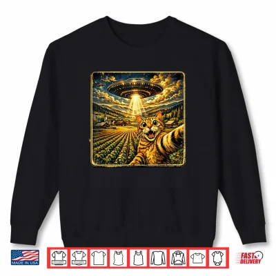 Sweatshirt Funny Cat Selfie Tee Alien Shirt