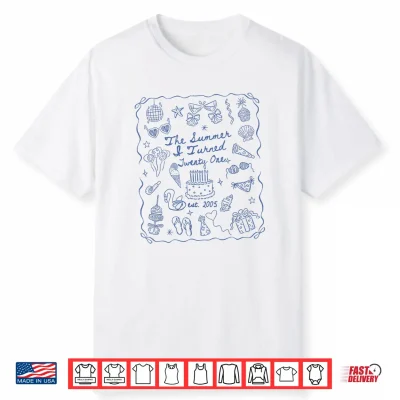 Summer I Turned Twenty One Coquette Bow Coastal 21 Birthday Shirt