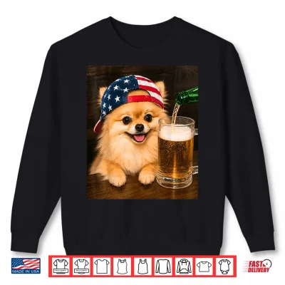 Sweatshirt Funny Pomeranian Drinking Beer Meme Shirt