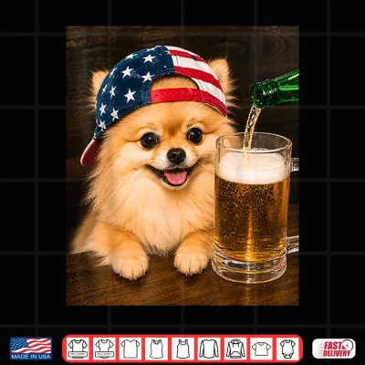 Design Funny Pomeranian Drinking Beer Meme Shirt