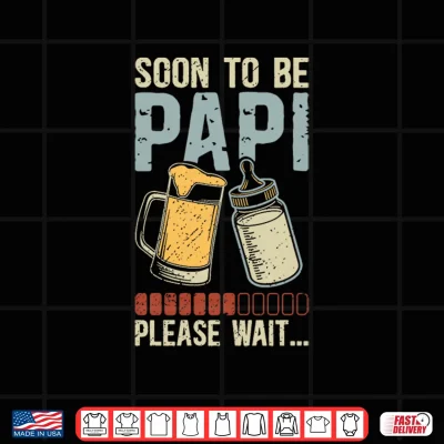 Design Mens Soon to Be Papi Promoted to Papi Future Papi Grandpa Shirt