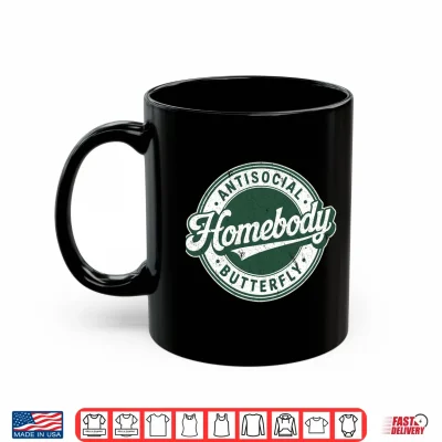Mug Retro Badge Vintage Introvert Homebody Antisocial Butterfly Shirt