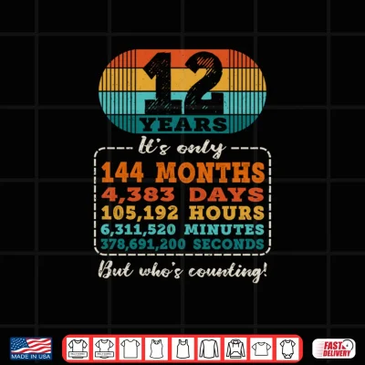Design 12 Years 144 Months 4383 Days Whos Counting 12th Birthday Performance Shirt 3