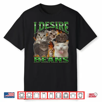 Mens Beans Funny Cat Meme Bootleg Graphic Performance Shirt