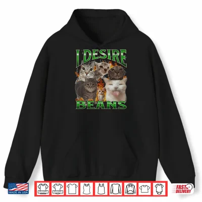 Hoodie Mens Beans Funny Cat Meme Bootleg Graphic Performance Shirt 2