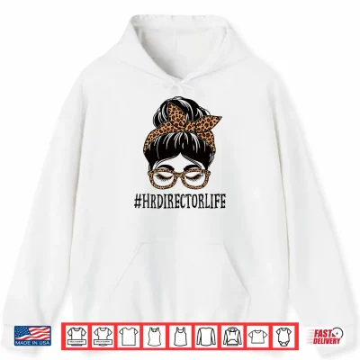 Hoodie Mens HR Director Leopard Messy Bun Appreciation Back to School Performance Shirt 1