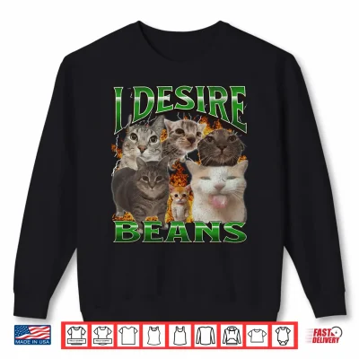 Sweatshirt Mens Beans Funny Cat Meme Bootleg Graphic Performance Shirt 1