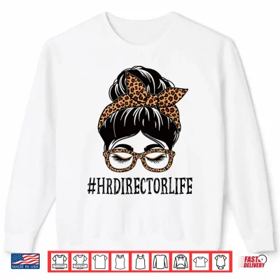 Sweatshirt Mens HR Director Leopard Messy Bun Appreciation Back to School Performance Shirt 1
