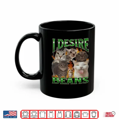 Mug Mens Beans Funny Cat Meme Bootleg Graphic Performance Shirt 1