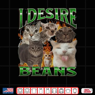 Design Mens Beans Funny Cat Meme Bootleg Graphic Performance Shirt 1