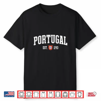 Portugal Est. 1143 Portuguese Flag Quinas Retro Distressed Performance Shirt