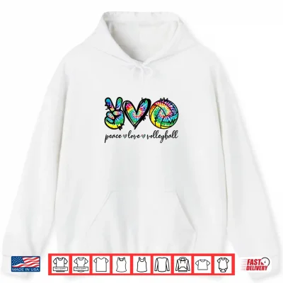 Hoodie Peace Love Volleyball Player Tie Dye Volleyball Lovers Funny Shirt 1