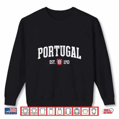 Sweatshirt Portugal Est. 1143 Portuguese Flag Quinas Retro Distressed Performance Shirt 1