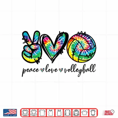 Design Peace Love Volleyball Player Tie Dye Volleyball Lovers Funny Shirt 1
