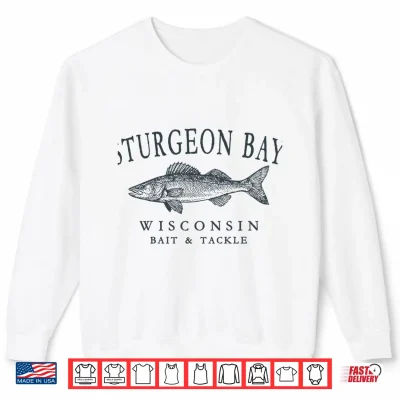 Sweatshirt Sturgeon Bay Wisconsin Walleye Lake Fishing Slate Art Shirt 1