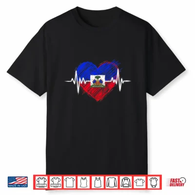 Haiti Independence Haitian Flag Day Heartbeat Shirt