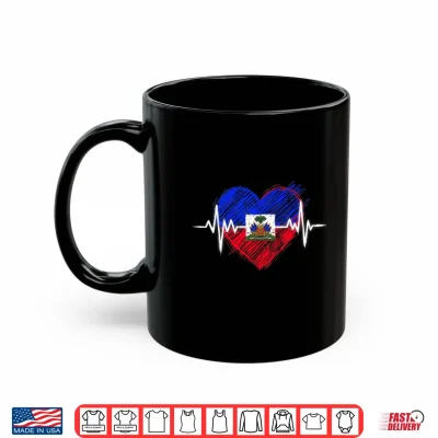 Mug Haiti Independence Haitian Flag Day Heartbeat Shirt
