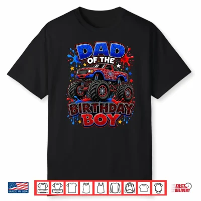 Monster Truck Dad Of The Birthday Boy Spider Web Apparel Shirt