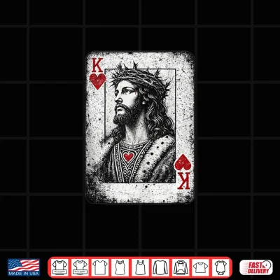 Design Vintage Jesus Christ King of Hearts Christian Playing Card Shirt