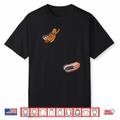 Funny 4Th Of July Patriotic Hot Dog Bbq Flying Into Bun 250 Shirt