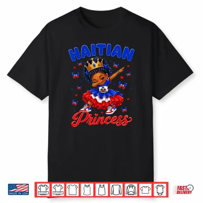 Haitian Princess Flag Day Cute Haiti Dab Girls Kids Toddler Shirt