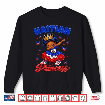 Sweatshirt Haitian Princess Flag Day Cute Haiti Dab Girls Kids Toddler Shirt