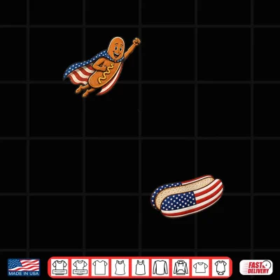 Design Funny 4th of July Patriotic Hot Dog BBQ Flying into Bun 250 Shirt