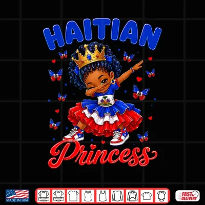 Design Haitian Princess Flag Day Cute Haiti Dab Girls Kids Toddler Shirt