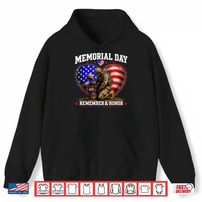 Hoodie Memorial Day USA Flag Remember Honor Patriot Men Women Kids Shirt
