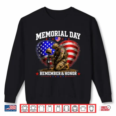 Sweatshirt Memorial Day USA Flag Remember Honor Patriot Men Women Kids Shirt