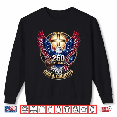 Sweatshirt One Nation Under God America 250 Years USA Eagle Christian Shirt