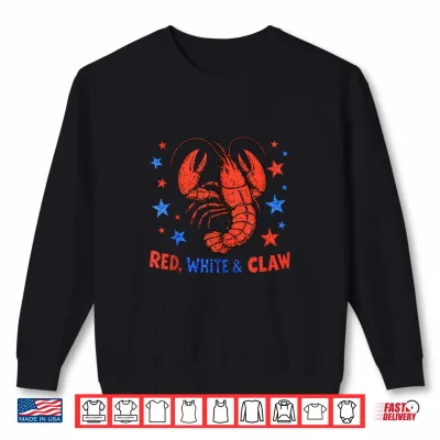 Sweatshirt Red White and Claw Patriotic Crawfish Cajun America Pride Shirt