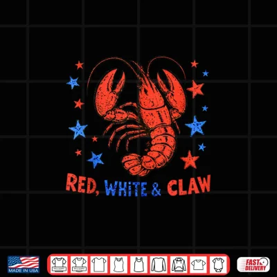 Design Red White and Claw Patriotic Crawfish Cajun America Pride Shirt