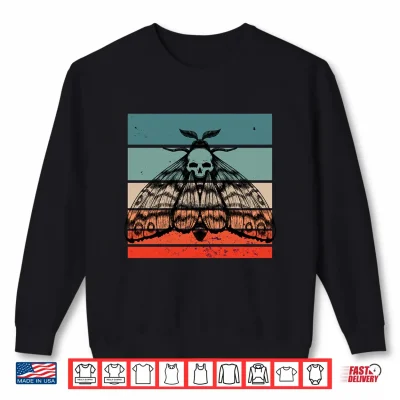 Sweatshirt Deaths Head Moth Design Distressed Skull Goth Moth Creepy Performance Shirt