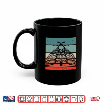 Mug Deaths Head Moth Design Distressed Skull Goth Moth Creepy Performance Shirt
