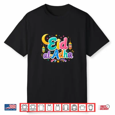 Happy Eid Al Adha Mubarak Kids Muslim Cute Sheep Tee Holiday Shirt