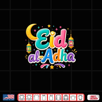 Design Happy Eid Al Adha Mubarak Kids Muslim Cute Sheep Tee Holiday Shirt