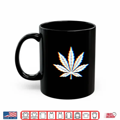 Mug Mens Weed Leaf Trippy RGB Marijuana Psychedelic Vaporware EDM Performance Shirt