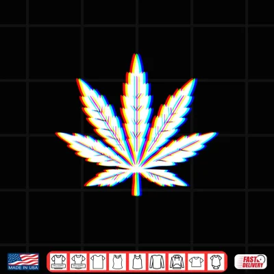 Design Mens Weed Leaf Trippy RGB Marijuana Psychedelic Vaporware EDM Performance Shirt