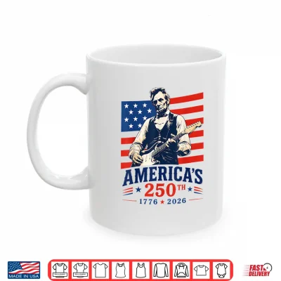 Mug Vintage Abraham Lincoln Abe Lincoln Playing Guitar 250 Years Shirt