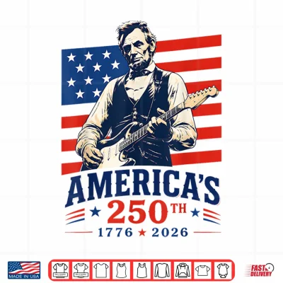 Design Vintage Abraham Lincoln Abe Lincoln Playing Guitar 250 Years Shirt