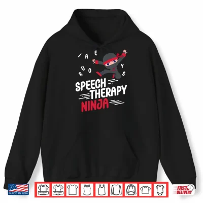 Hoodie Speech Therapist Therapy Assistant SLP Ninja Speech Therapy Performance Shirt