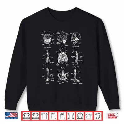 Sweatshirt Vintage Human Skeleton Anatomy Bones Medical Science Student Shirt