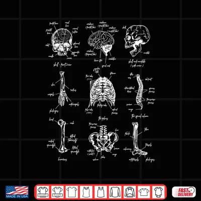 Design Vintage Human Skeleton Anatomy Bones Medical Science Student Shirt
