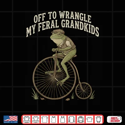 Design Off to Wrangle My Feral Grandkids Funny Frog Grandparent Shirt